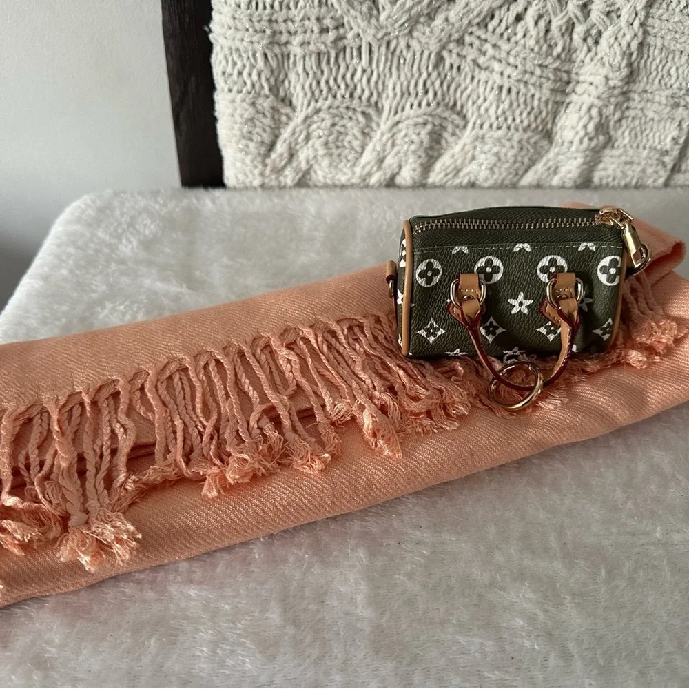 NWT Peach Scarf and  Mini Bag Charm